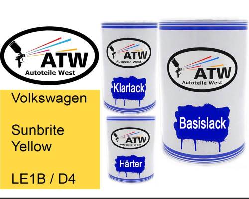 Volkswagen, Sunbrite Yellow, LE1B / D4: 500ml Lackdose + 500ml Klarlack + 250ml Härter - Set, von ATW Autoteile West.